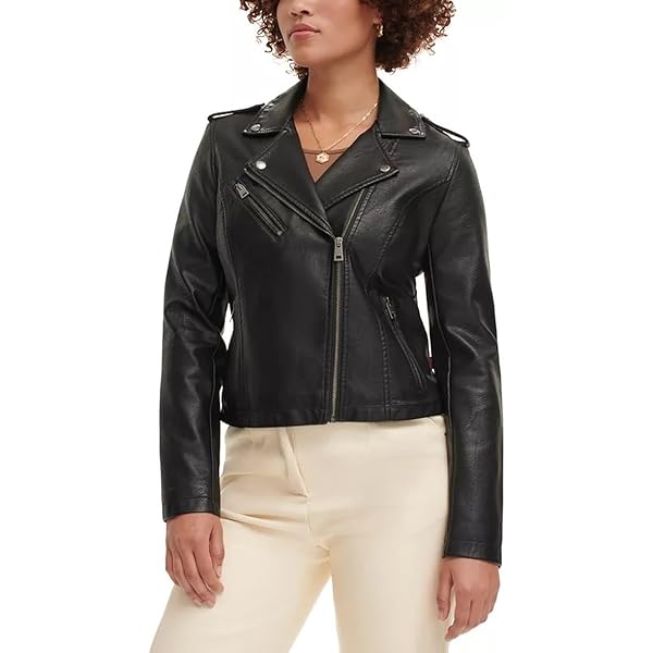 Levi's Men's Faux Leather Motorcycle Jacket, Black Multi Zip
